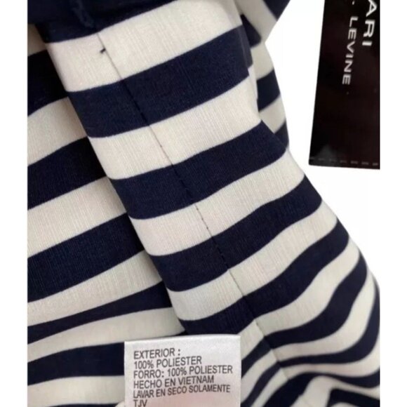 Tahari Striped Dress Size 8 Navy & White Short Tie Sheath Business Career Work - Picture 6 of 7